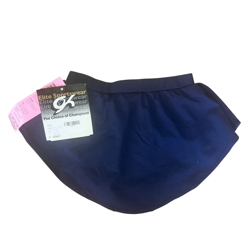 GK Elite Sportswear Navy Blue Gymnastics Dance Skort Chlid‎ Large NWT